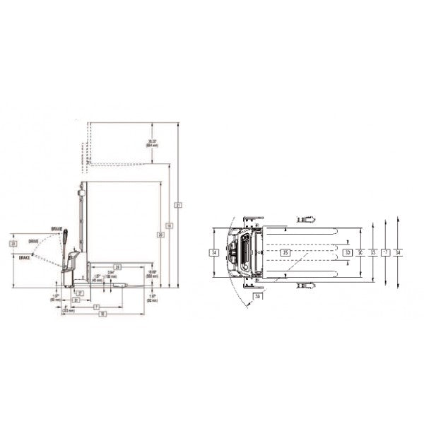 Straddle Stacker PSE 12BSL 3.6M Lift 1200KG